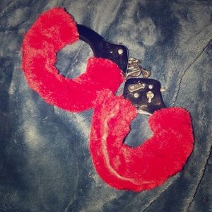 Red Fuzzy Handcuffs (Never Used)